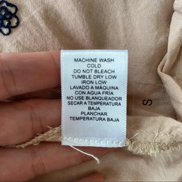 Off Shoulder Embroidered Cream Ruffle Fleur de Lis BOHO Mini Dress Iris Flower - Picture 9 of 11